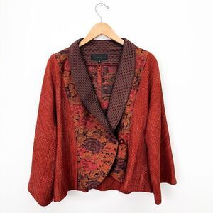 L. O'Neill Design Women’s Wearable Art Orange Unique Avant Boho Fashion Jacket